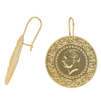 14ct Yellow Gold Coin Drop Earrings