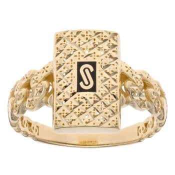 14ct Yellow Gold Monaco Alternate Flex Patterned Signet Ring