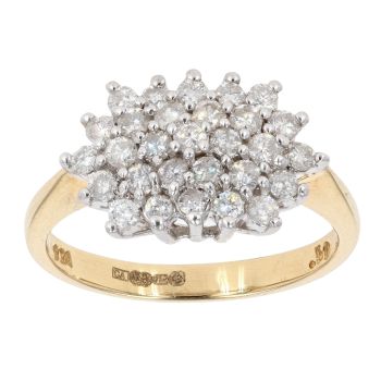 18ct Yellow Gold 0.50ct Diamond Cluster Ring