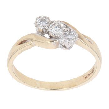 9ct Yellow Gold 0.20ct Brilliant Cut Diamond Trilogy Ring