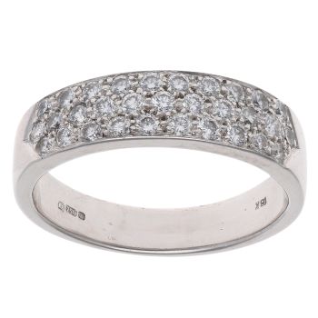 18ct White Gold 0.90ct Brilliant Cut Diamond Three Row Fancy Ring