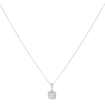 9ct White Gold 0.40ct Diamond Cluster Pendant and Chain 18"