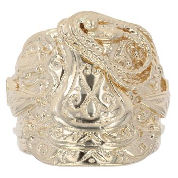 9ct Yellow Gold Patterned Saddle Ring