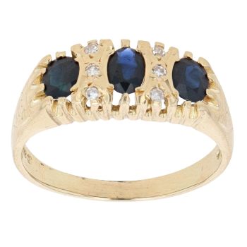18ct Yellow Gold 0.05ct Diamond And Sapphire Fancy Ring