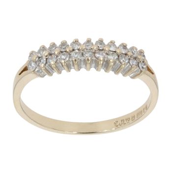 9ct Yellow Gold 0.20ct Diamond Two Row Ring