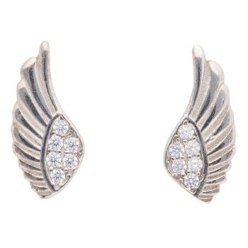 Silver Cubic Zirconia Wings Earrings by Icesia