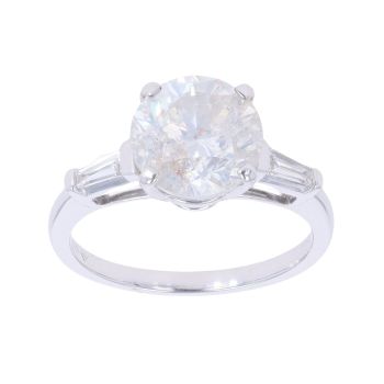 18ct White Gold 3.00ct Brilliant And Baguette Cut Solitaire Ring
