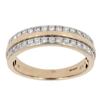 9ct Yellow Gold 0.55ct 2 Row Diamond Ring by Anya Belle