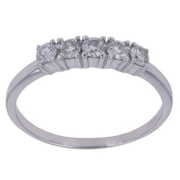 18ct White Gold 0.50ct Brilliant Cut Diamond Five Stone Ring