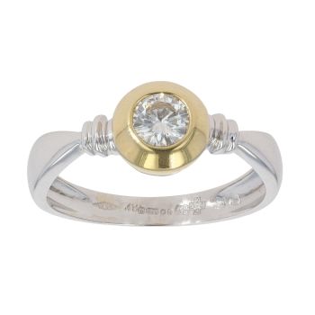 18ct Yellow and White Gold 0.40ct Diamond Solitaire Ring
