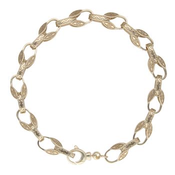 9ct Yellow Gold Patterned Tulip Bracelet 9"