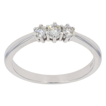9ct White Gold 0.25ct Diamond Trilogy Ring