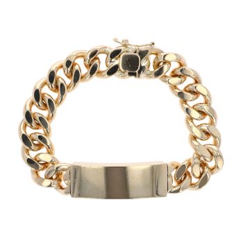 9ct Yellow Gold ID Curb Bracelet 8"