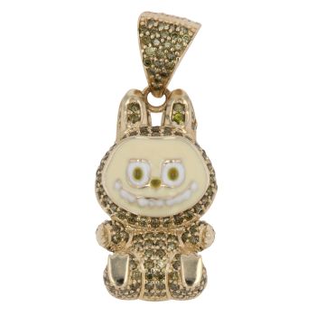 14ct Yellow Gold Brown Gemstone Bunny Pendant
