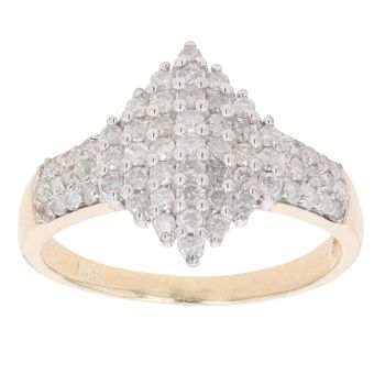9ct Yellow Gold 1.00ct Brilliant Cut Diamond Cluster Ring