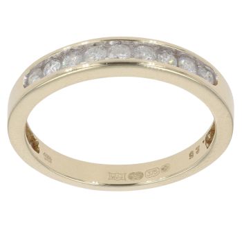 9ct Yellow Gold 0.25ct Brilliant Cut Diamond Half Eternity Ring