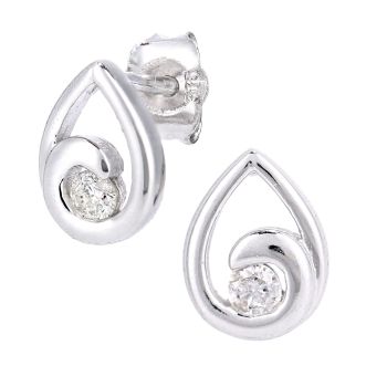 9ct White Gold Diamond Teardrop Halo Stud Earrings