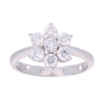 18ct White Gold 1.00ct Diamond Cluster Ring