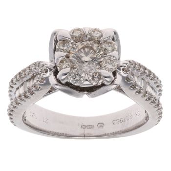 9ct White Gold 1.32ct Brilliant Cut Diamond Cluster Ring
