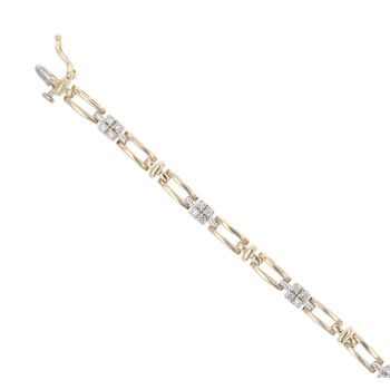 9ct Yellow And White Gold 0.50ct Brilliant Cut Diamond Bracelet 6.5"