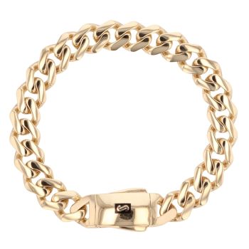 14ct Yellow Gold Monaco Curb Classic Plain Lock Bracelet 8.5"