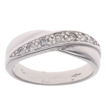 9ct White Gold 0.25ct Diamond Crossover Ring