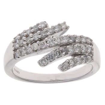 9ct White Gold 0.50ct Brilliant Cut Diamond Five Row Twist Ring