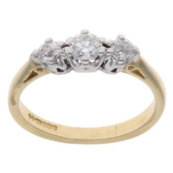 18ct Yellow Gold 0.45ct Brilliant Cut Diamond Trilogy Ring