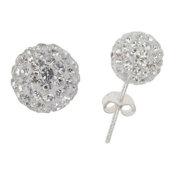 Silver Crystal Ball Stud Earrings by Icesia