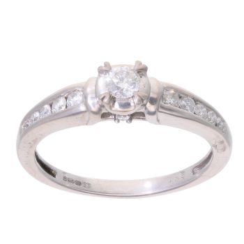 9ct White Gold Solitaire 0.40ct Diamond Ring