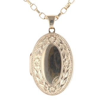 9ct Yellow Gold Locket Pendant and Chain 18"