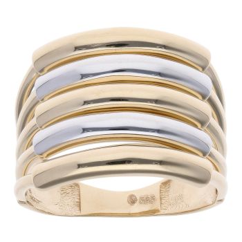 14ct Yellow And White Gold Five Row Ring