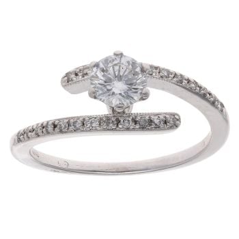 18ct White Gold 0.75ct Brilliant Cut Diamond Solitaire Twist Ring