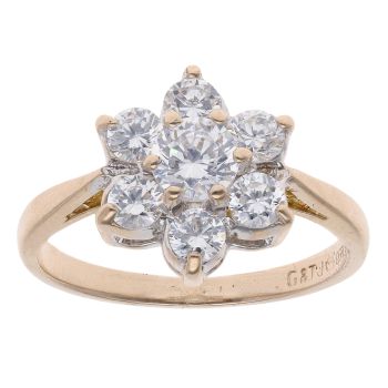 9ct Yellow Gold Cubic Zirconia Cluster Ring