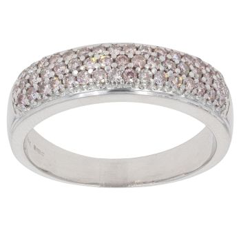 18ct White Gold Brilliant Cut 0.50ct Diamond Three Row Ring