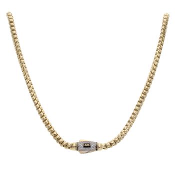 14ct Yellow Gold Monaco Cube Pave Lock Chain 24"