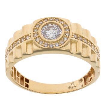 14ct Yellow Gold Cubic Zirconia Fancy Signet Ring