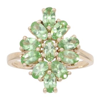 9ct Yellow Gold Peridot Gemstone Cluster Ring