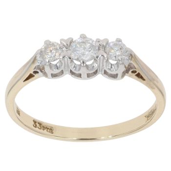 9ct Yellow Gold 0.33ct Diamond Trilogy Ring