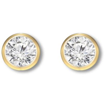 18 Carat Yellow Gold 35pts Rubover Earrings