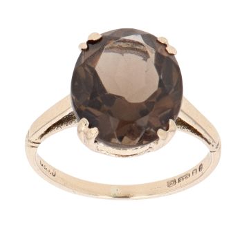 9ct Yellow Gold Smoky Quartz Solitaire Ring