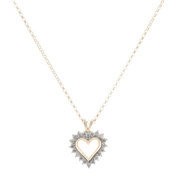 14ct Yellow Gold 0.30ct Diamond Heart Pendant And Chain 18"