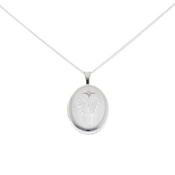 Silver Angel Wing Locket And Chain 18" by Icesia