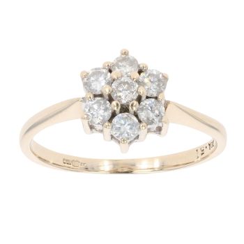 9ct Yellow Gold 0.51ct Diamond Cluster Ring