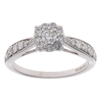 9ct White Gold 0.50ct Brilliant Cut Diamond Cluster Ring