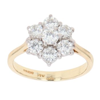 18ct Yellow Gold 1.20ct Brilliant Cut Diamond Cluster Ring