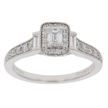 Vera Wang Platinum 0.95ct Baguette And Brilliant Cut Diamond Cluster Ring