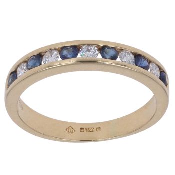 18ct Yellow Gold 0.20ct Diamond and Sapphire Eternity Ring