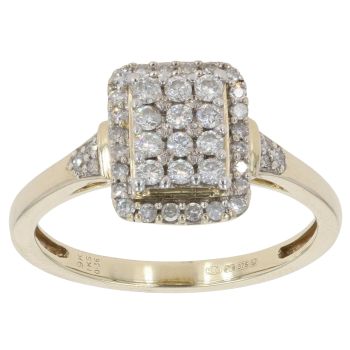 9ct Yellow Gold 0.36ct Diamond Cluster Ring