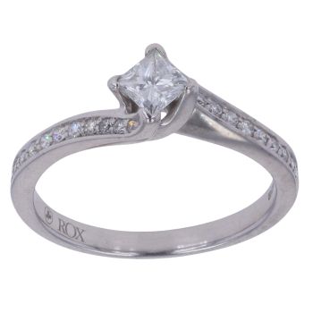 18ct White Gold 0.40ct Princess Cut Diamond Solitaire Ring